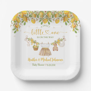 A Sweet Little One Lemon Citrus Baby Shower Paper Plates