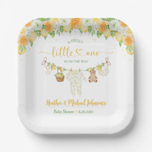 A Sweet Little One Lemon Citrus Floral Baby Shower Paper Plates