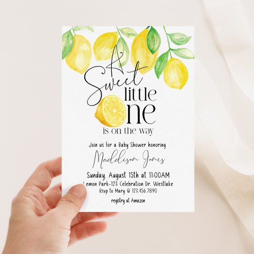 A sweet little one Lemon theme Baby shower  Invitation