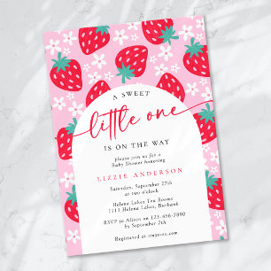 A Sweet Little One Strawberry Baby Shower Invitation