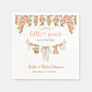 A Sweet Little Peach Clothesline Baby Shower Napkins
