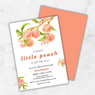 A Sweet Little Peach Fruit Baby Shower  Invitation