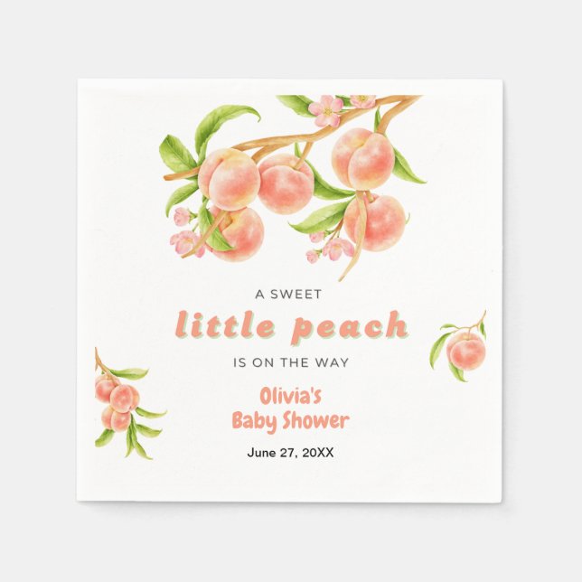 A Sweet Little Peach Fruit Baby Shower  Napkins (Front)