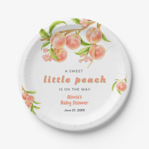 A Sweet Little Peach Fruit Baby Shower Paper Plates