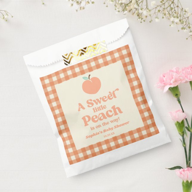A Sweet Little Peach Fruit Pink Orange Baby Shower Favor Bag (Sealed)