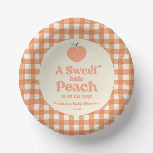 A Sweet Little Peach Fruit Pink Orange Baby Shower Paper Bowls