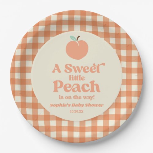 A Sweet Little Peach Fruit Pink Orange Baby Shower Paper Plates