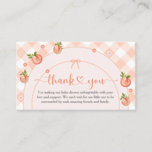 A Sweet Little Peach Gingham Baby Shower Enclosure Card