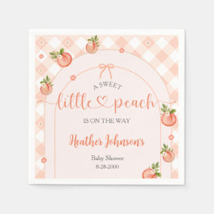 A Sweet Little Peach Gingham Baby Shower Napkins