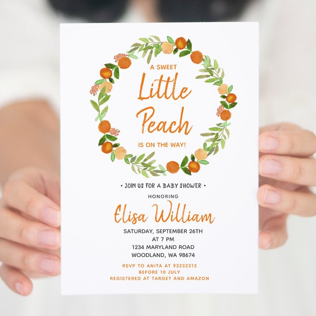 A Sweet Little Peach is on the way Baby Shower  Invitation (Creator Uploaded)