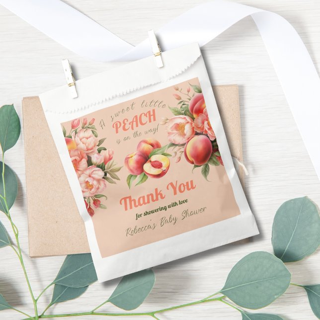 A Sweet Little Peach Summer Floral Baby Shower Favor Bag (Creator Uploaded)