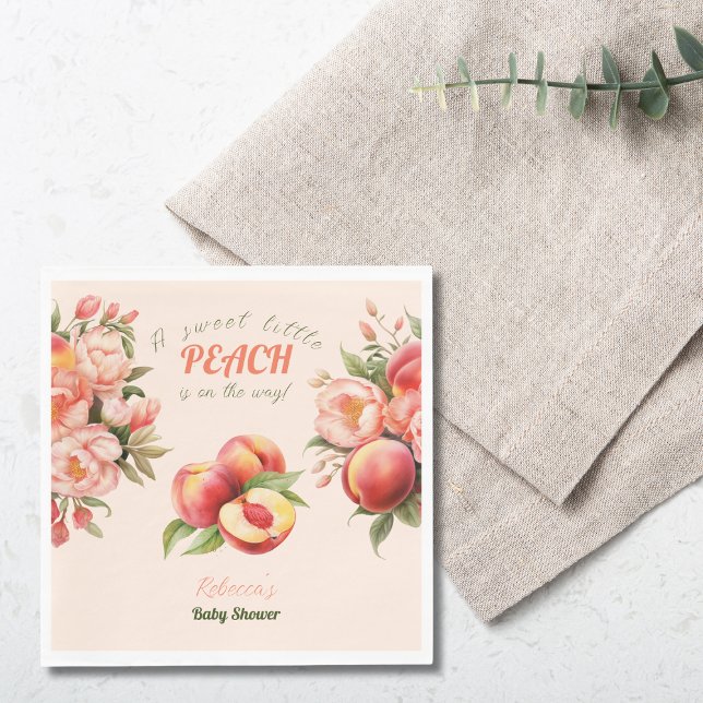 A Sweet Little Peach Summer Floral Baby Shower Napkins (Creator Uploaded)