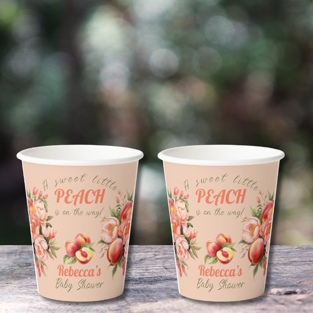 A Sweet Little Peach Summer Floral Baby Shower Paper Cups (Creator Uploaded)