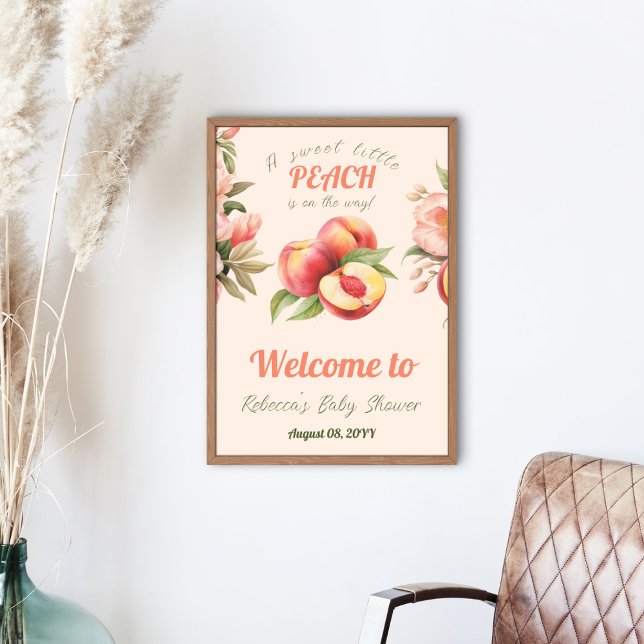 A Sweet Little Peach Summer Floral Baby Shower Poster (Creator Uploaded)