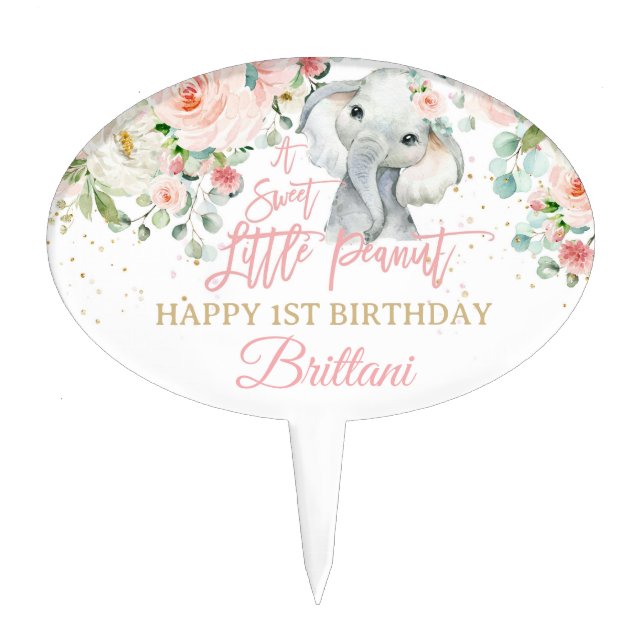 A Sweet Little Peanut Elephant  Cake Topper (Front)