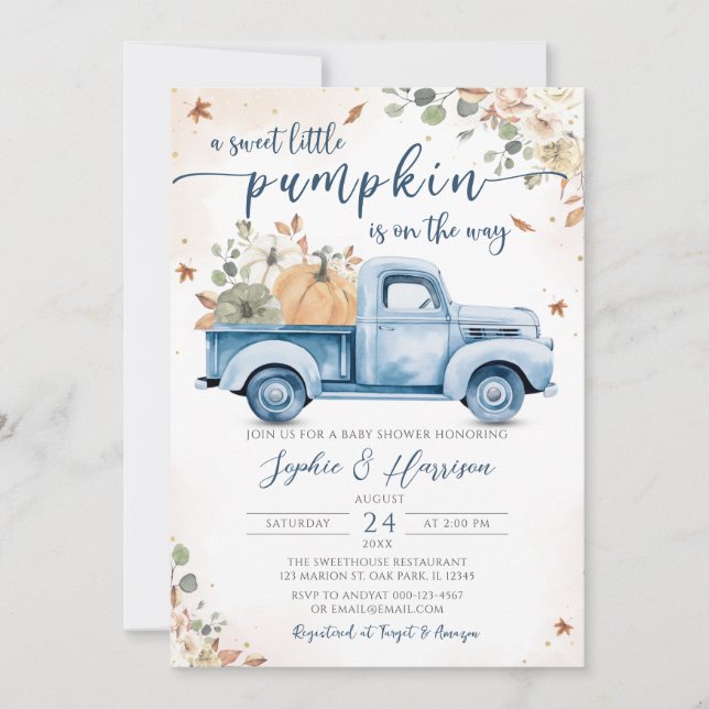 A Sweet Little Pumpkin Autumn Fall Baby Shower  Invitation (Front)