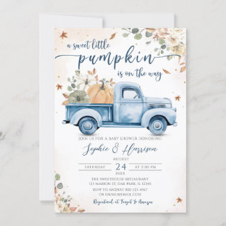 A Sweet Little Pumpkin Autumn Fall Baby Shower Invitation