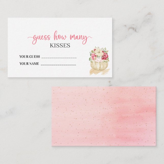 A Sweet  Little Pumpkin baby shower how many kisse Enclosure Card (Front/Back)