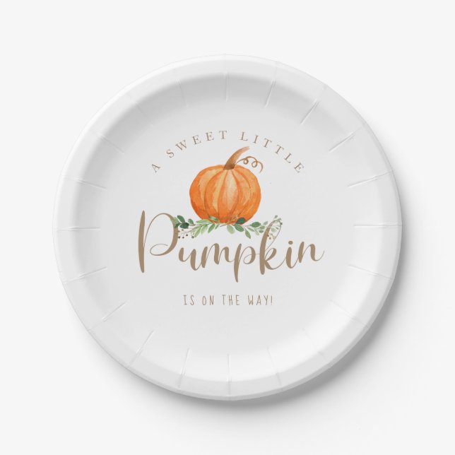 A Sweet Little Pumpkin Baby Shower Plate (Front)