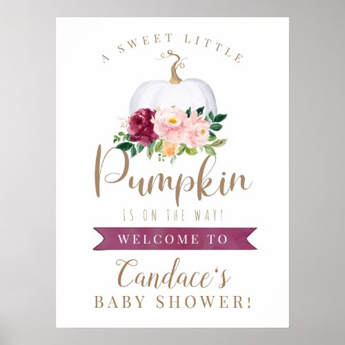 A Sweet Little Pumpkin Baby Shower Sign