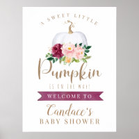 A Sweet Little Pumpkin Baby Shower Welcome Poster