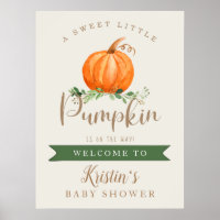 A Sweet Little Pumpkin Baby Shower Welcome Poster