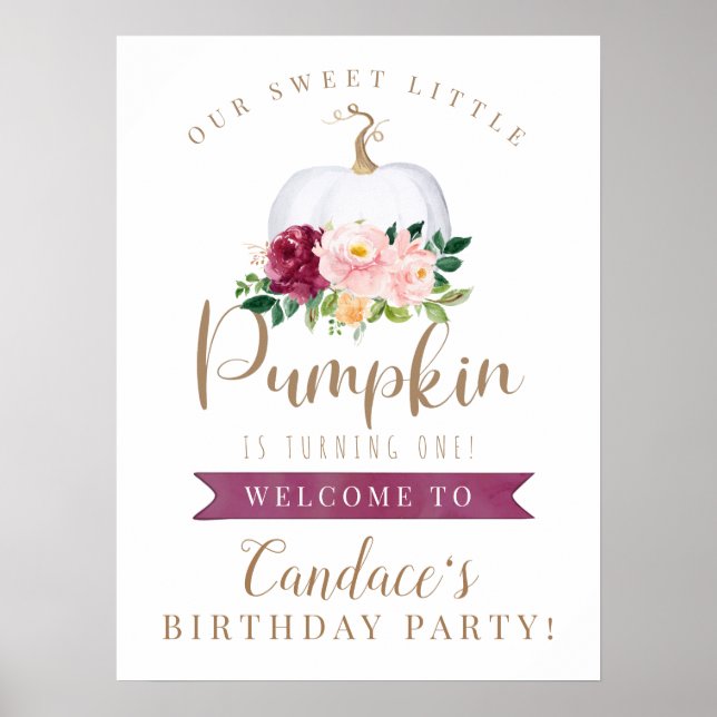A Sweet Little Pumpkin Birthday Sign (Front)