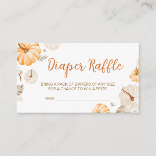 A Sweet Little Pumpkin Fall Baby Diaper Raffle Enclosure Card