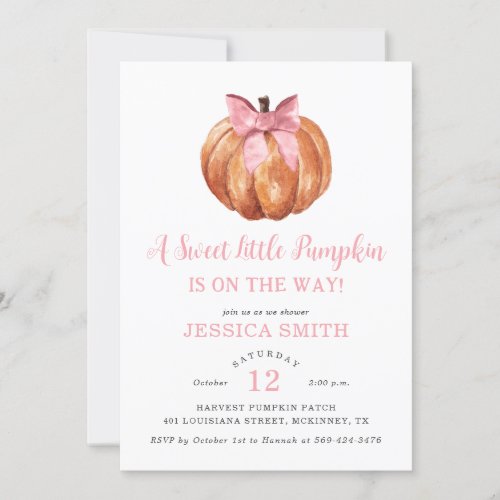 A Sweet Little Pumpkin Girl Baby Shower  Invitatio Invitation