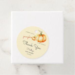 A sweet little pumpkin is on the way baby shower favor tags