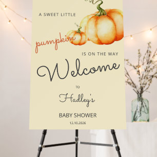 A sweet little pumpkin is on the way baby shower foam board