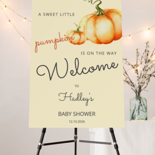 A sweet little pumpkin is on the way baby shower   foam board