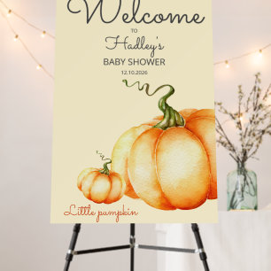A sweet little pumpkin is on the way baby shower foam board