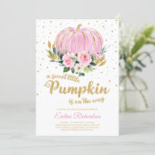 A sweet little pumpkin is on the way baby shower invitation (Standing Front)