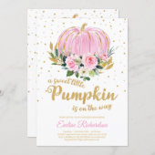 A sweet little pumpkin is on the way baby shower invitation (Front/Back)