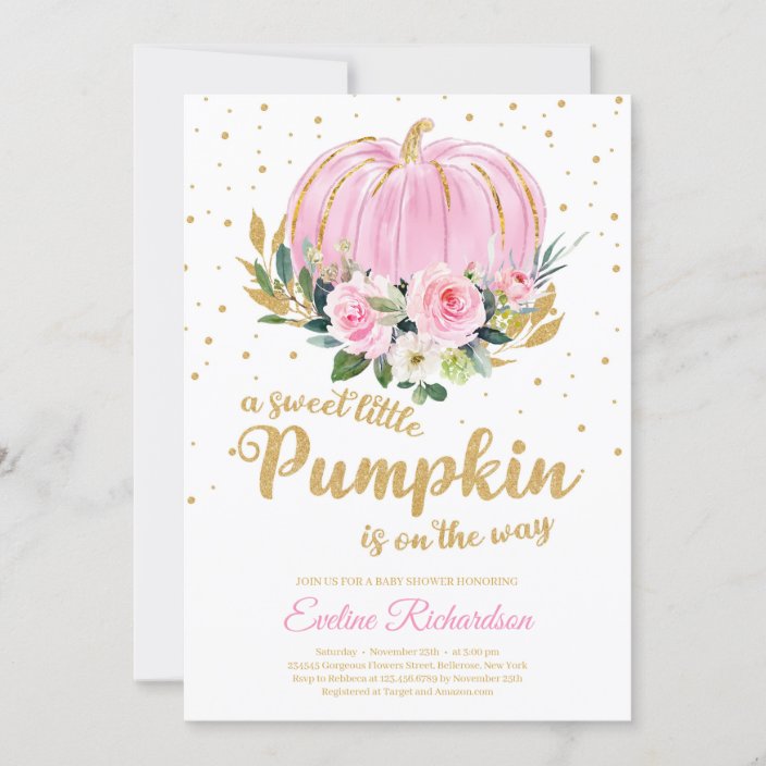 A sweet little pumpkin is on the way baby shower invitation