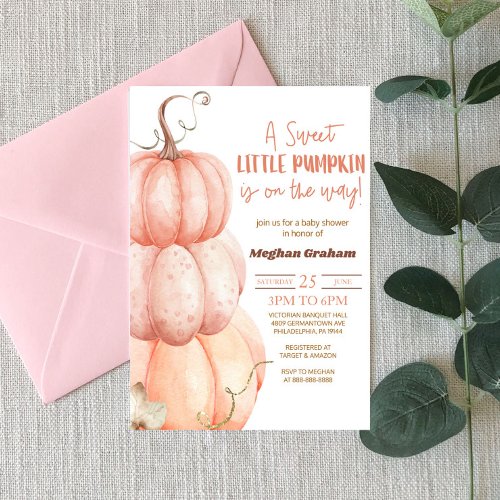 A Sweet Little Pumpkin Is On The Way Baby Shower Invitation