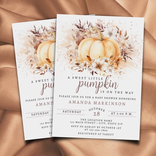 A Sweet Little Pumpkin Neutral Baby Shower Invitation