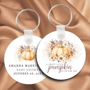 A Sweet Little Pumpkin Neutral Baby Shower Keychain