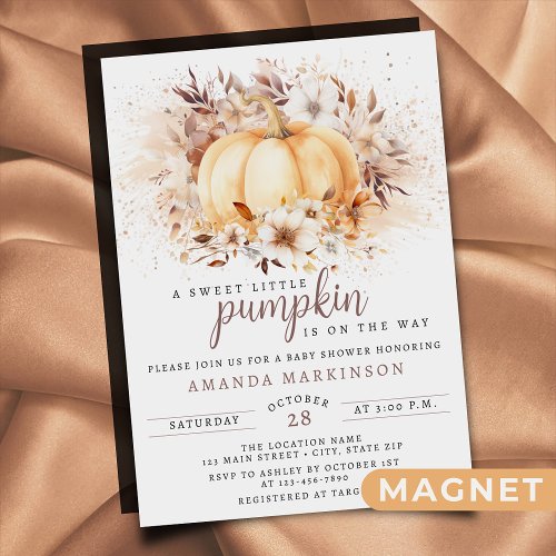 A Sweet Little Pumpkin Neutral Baby Shower Magnetic Invitation