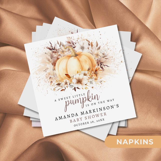 A Sweet Little Pumpkin Neutral Baby Shower Paper Napkins (Creator Uploaded)