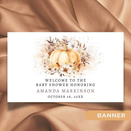 A Sweet Little Pumpkin Neutral Baby Shower Welcome Banner