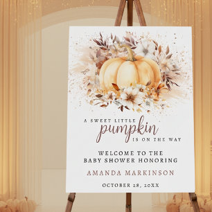 A Sweet Little Pumpkin Neutral Baby Shower Welcome Foam Board