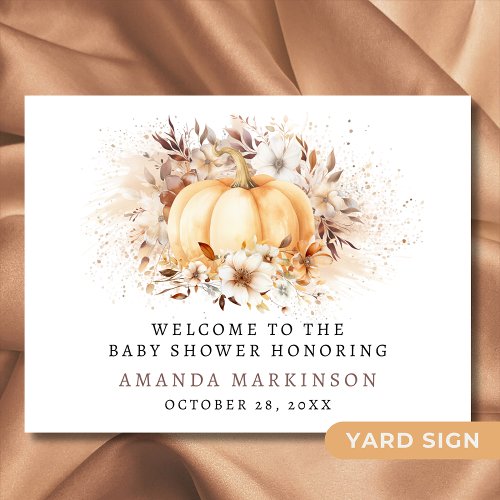 A Sweet Little Pumpkin Neutral Baby Shower Welcome Sign