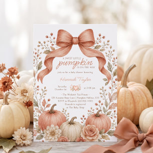 A Sweet Little Pumpkin Neutral Fall Baby Shower Invitation
