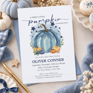 A Sweet Little Pumpkin On The Way Boy Baby Shower Invitation