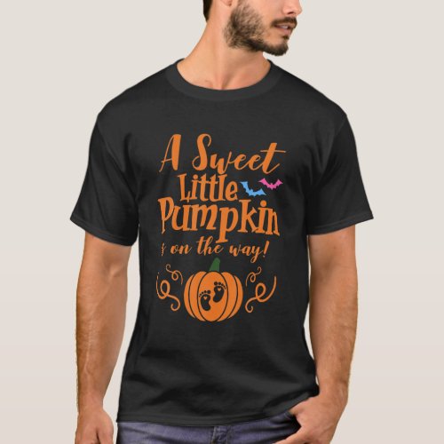 A Sweet Little Pumpkin On The Way Halloween Pregna T_Shirt