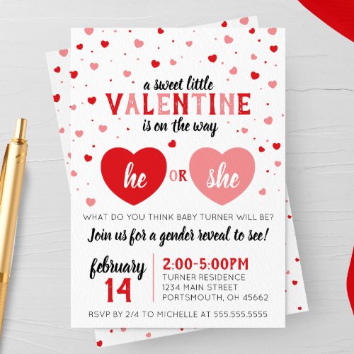 A Sweet LIttle Valentine Gender Reveal Party Invitation