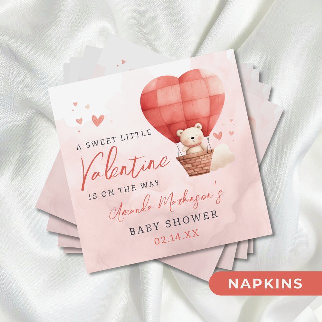 A Sweet Little Valentine is on the Way Baby Shower Napkins (Creator Uploaded)