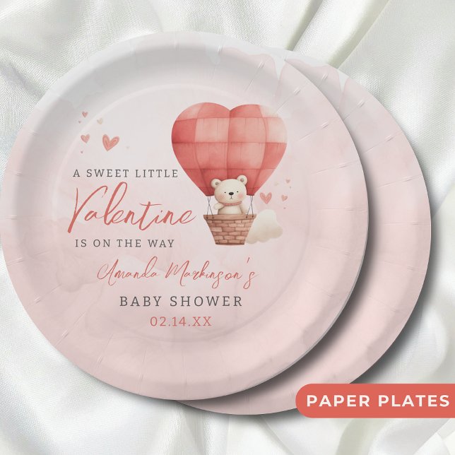 A Sweet Little Valentine is on the Way Baby Shower Paper Plates (Creator Uploaded)